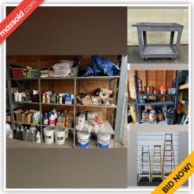 MaxSold Auction: This online auction features yard tools, power & hand tools, ladders, storage shelves, storage totes, new commercial cleaning supplies, TVs, moving blankets, NIB space heaters, pet products, chainsaw, and much more!